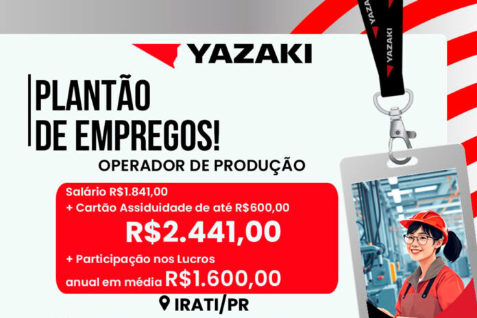 Empregos em Irati: Yazaki abre vagas com salário de até R$2.441 Empregos em Irati: Yazaki abre vagas com salário de até R$2.441